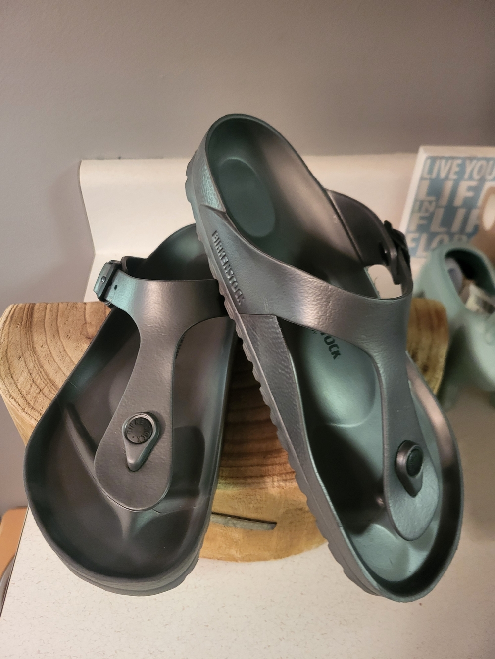 Birkenstock Gizeh EVA Sandals Metallic Anthracite Size EU 40 US 9